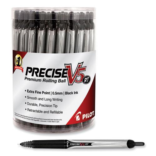 Precise V5RT Roller Ball Pen, Retractable, Extra-Fine 0.5 mm, Black Ink, Black Barrel, 30/Pack. Picture 4