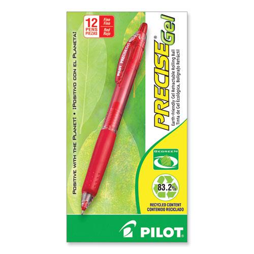 Precise Gel BeGreen Gel Pen, Retractable, Fine 0.7 mm, Red Ink, Translucent Red Barrel, Dozen. Picture 2