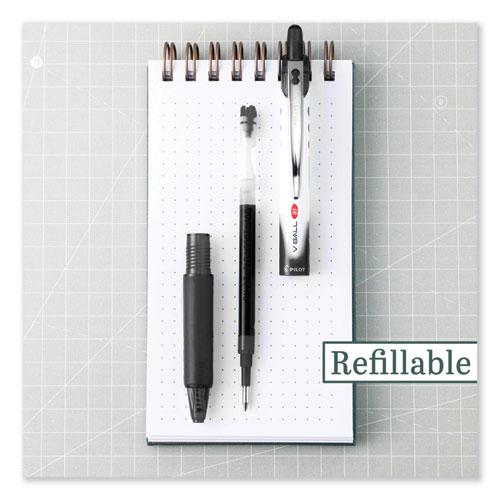 VBall RT Liquid Ink Roller Ball Pen, Retractable, Extra-Fine 0.5 mm, Black Ink, Black/White Barrel. Picture 4