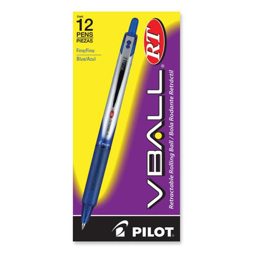 VBall RT Liquid Ink Roller Ball Pen, Retractable, Fine 0.7 mm, Blue Ink, Blue/White Barrel. Picture 2