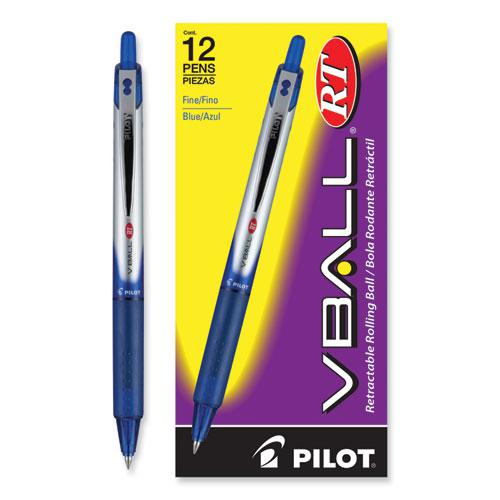 VBall RT Liquid Ink Roller Ball Pen, Retractable, Fine 0.7 mm, Blue Ink, Blue/White Barrel. Picture 4