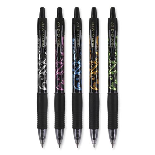 G2 Fashion Premium Gel Pen, Retractable, Fine 0.7 mm, Black Ink, Assorted Barrel Colors, 5/Pack. Picture 2
