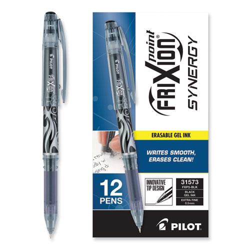 FriXion Point Erasable Gel Pen, Stick, Extra-Fine 0.5 mm, Black Ink, Black/Silver/Smoke Barrel. Picture 3