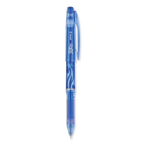 FriXion Point Erasable Gel Pen, Stick, Extra-Fine 0.5 mm, Blue Ink, Blue/Silver/Transparent Blue Barrel. Picture 1
