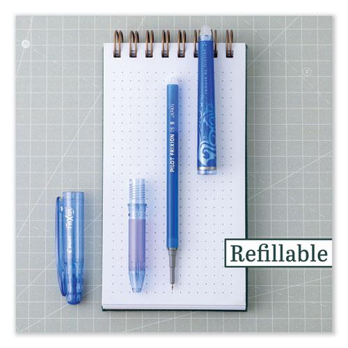 FriXion Point Erasable Gel Pen, Stick, Extra-Fine 0.5 mm, Blue Ink, Blue/Silver/Transparent Blue Barrel. Picture 4