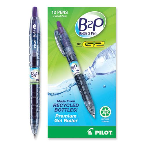 B2P Bottle-2-Pen Recycled Gel Pen, Retractable, Fine 0.7 mm, Purple Ink, Translucent Blue Barrel. Picture 4