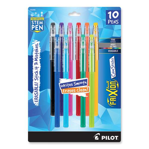 FriXion ColorSticks Erasable Gel Pen, Stick, Fine 0.7 mm, Assorted Ink and Barrel Colors, 10/Pack. Picture 1