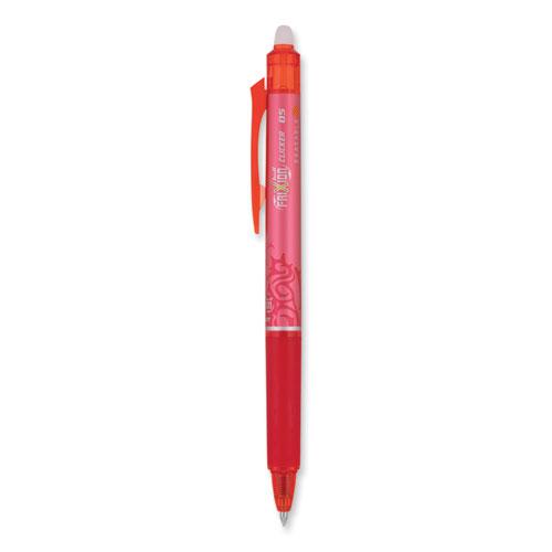 FriXion Clicker Erasable Gel Pen, Retractable, Extra-Fine 0.5 mm, Red Ink, Red Barrel, Dozen. Picture 1