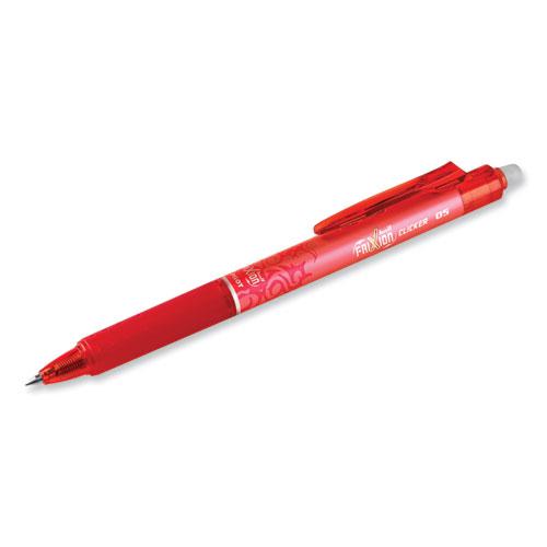 FriXion Clicker Erasable Gel Pen, Retractable, Extra-Fine 0.5 mm, Red Ink, Red Barrel, Dozen. Picture 2