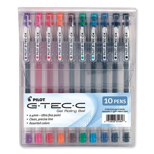 G-TEC-C Ultra Gel Pen with Convenience Pouch, Stick, Extra-Fine 0.4 mm, Assorted Ink and Barrel Colors, 10/Pack. Picture 1