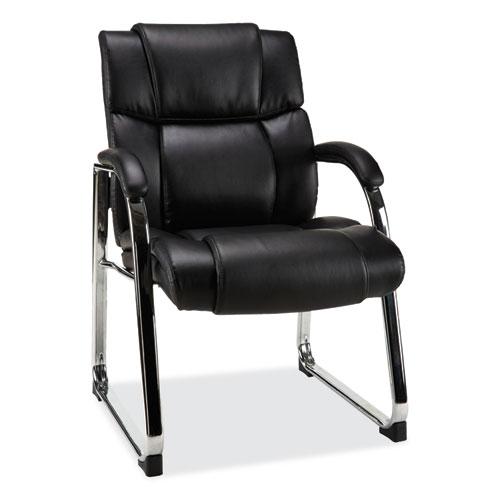 Alera Hildred Series Guest Chair, 25" x 28.94" x 37.8", Black Seat, Black Back, Chrome Base. Picture 1