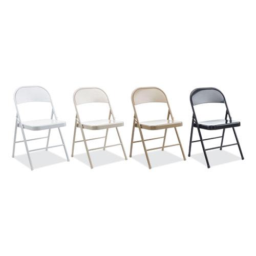 Armless Steel Folding Chair, Supports Up to 275 lb, Tan Seat, Tan Back, Tan Base, 4/Carton. Picture 7