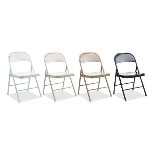 Armless Steel Folding Chair, Supports Up to 275 lb, Gray Seat, Gray Back, Gray Base, 4/Carton. Picture 7