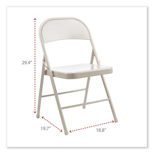 Armless Steel Folding Chair, Supports Up to 275 lb, Taupe Seat, Taupe Back, Taupe Base, 4/Carton. Picture 3