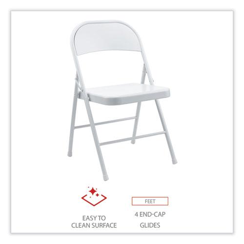 Armless Steel Folding Chair, Supports Up to 275 lb, Gray Seat, Gray Back, Gray Base, 4/Carton. Picture 5