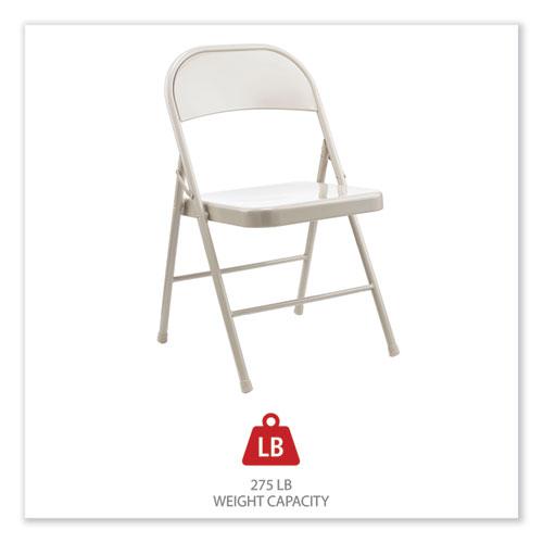 Armless Steel Folding Chair, Supports Up to 275 lb, Taupe Seat, Taupe Back, Taupe Base, 4/Carton. Picture 4