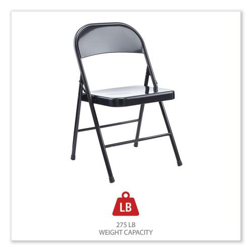 Armless Steel Folding Chair, Supports Up to 275 lb, Black Seat, Black Back, Black Base, 4/Carton. Picture 5