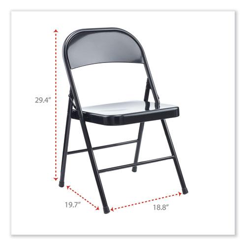 Armless Steel Folding Chair, Supports Up to 275 lb, Black Seat, Black Back, Black Base, 4/Carton. Picture 3