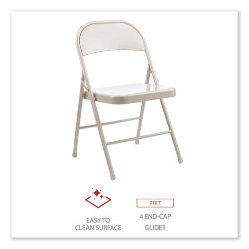 Armless Steel Folding Chair, Supports Up to 275 lb, Taupe Seat, Taupe Back, Taupe Base, 4/Carton. Picture 5