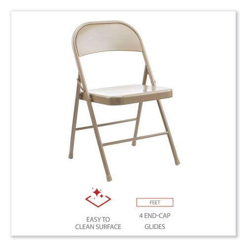 Armless Steel Folding Chair, Supports Up to 275 lb, Tan Seat, Tan Back, Tan Base, 4/Carton. Picture 5