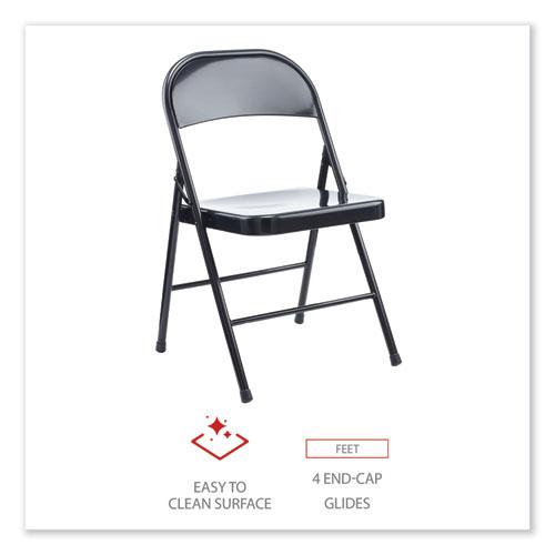 Armless Steel Folding Chair, Supports Up to 275 lb, Black Seat, Black Back, Black Base, 4/Carton. Picture 4