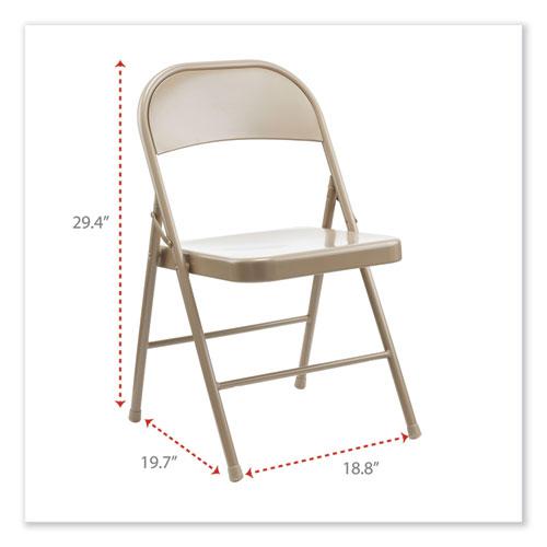 Armless Steel Folding Chair, Supports Up to 275 lb, Tan Seat, Tan Back, Tan Base, 4/Carton. Picture 3