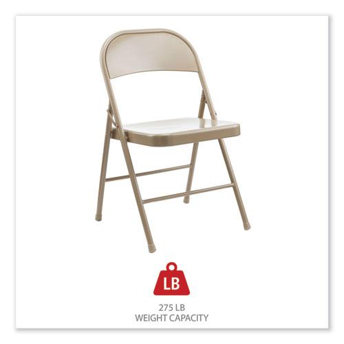 Armless Steel Folding Chair, Supports Up to 275 lb, Tan Seat, Tan Back, Tan Base, 4/Carton. Picture 4