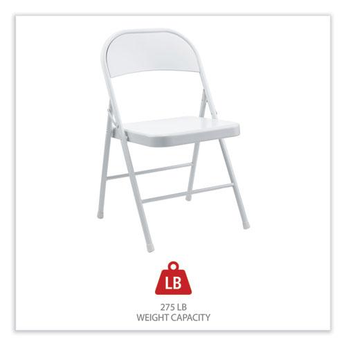 Armless Steel Folding Chair, Supports Up to 275 lb, Gray Seat, Gray Back, Gray Base, 4/Carton. Picture 4