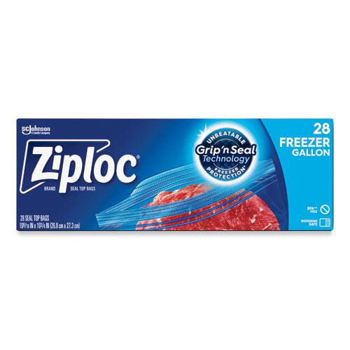 Zipper Freezer Bags, 1 gal, 2.7 mil, 9.6" x 12.1", Clear, 28/Box. Picture 1