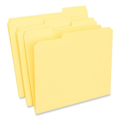 Reinforced Top-Tab File Folders, 1/3-Cut Tabs: Assorted, Letter Size, 1" Expansion, Yellow, 100/Box. Picture 4