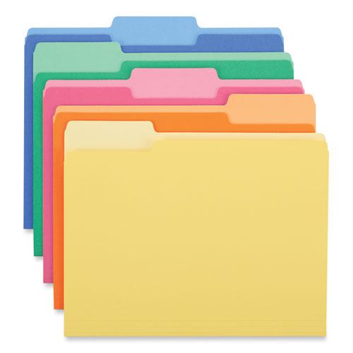Deluxe Heavyweight File Folders, 1/3-Cut Tabs: Assorted, Letter Size, 0.75" Expansion, Assorted Colors, 50/Box. Picture 2