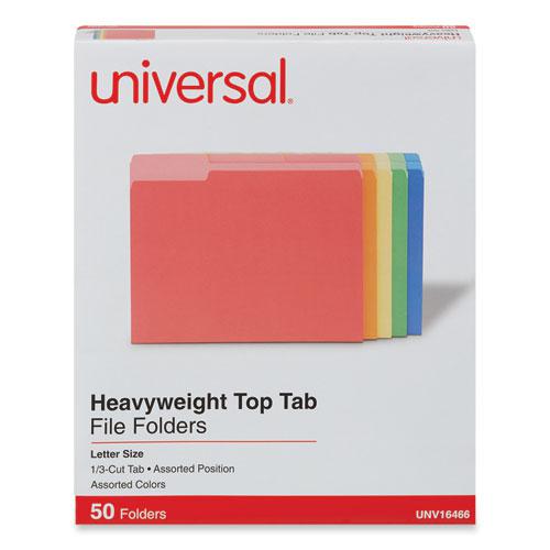Deluxe Heavyweight File Folders, 1/3-Cut Tabs: Assorted, Letter Size, 0.75" Expansion, Assorted Colors, 50/Box. Picture 1