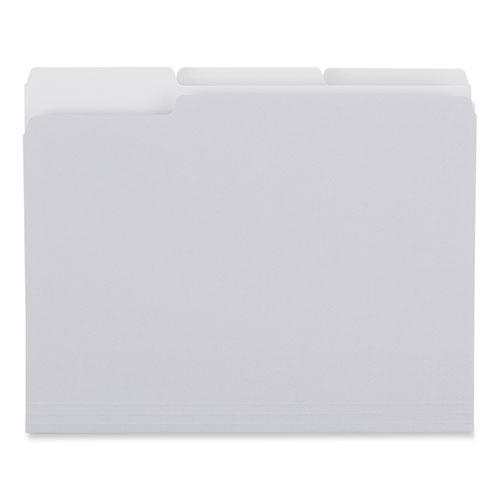 Top Tab File Folders, 1/3-Cut Tabs: Assorted, Letter Size, 0.75" Expansion, Gray, 100/Box. Picture 3