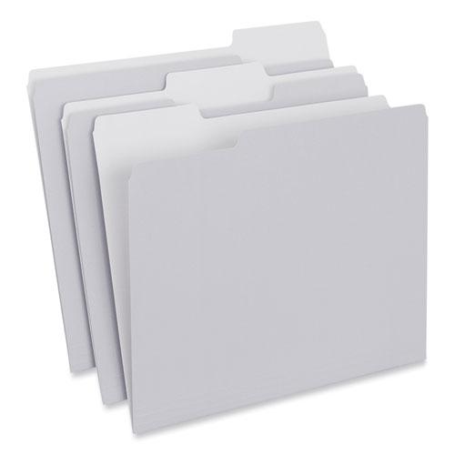 Top Tab File Folders, 1/3-Cut Tabs: Assorted, Letter Size, 0.75" Expansion, Gray, 100/Box. Picture 1