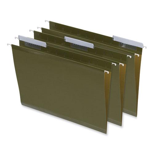 Deluxe Reinforced Recycled Hanging File Folders, Letter Size, 1/3-Cut Tabs, Standard Green, 25/Box. Picture 1
