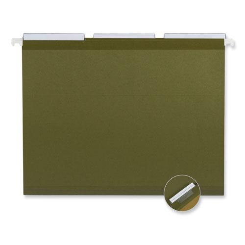 Deluxe Reinforced Recycled Hanging File Folders, Letter Size, 1/3-Cut Tabs, Standard Green, 25/Box. Picture 4