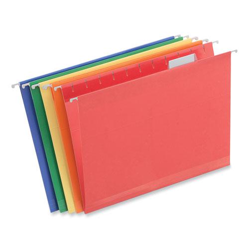 Deluxe Reinforced Recycled Hanging File Folders, Letter Size, 1/5-Cut Tabs, Assorted, 25/Box. Picture 2