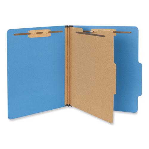 Bright Colored Pressboard Classification Folders, 2" Expansion, 1 Divider, 4 Fasteners, Letter Size, Cobalt Blue, 10/Box. Picture 1