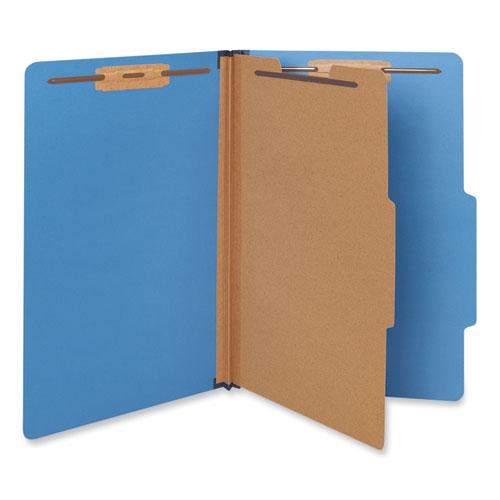 Bright Colored Pressboard Classification Folders, 2" Expansion, 1 Divider, 4 Fasteners, Legal Size, Cobalt Blue, 10/Box. Picture 1