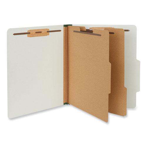 Six-Section Pressboard Classification Folders, 2" Expansion, 2 Dividers, 6 Fasteners, Letter Size, Gray Exterior, 10/Box. Picture 2