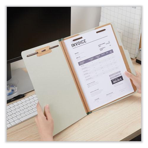 Six-Section Pressboard Classification Folders, 2" Expansion, 2 Dividers, 6 Fasteners, Letter Size, Gray Exterior, 10/Box. Picture 3