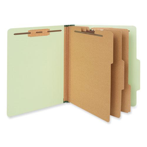 Eight-Section Pressboard Classification Folders, 3" Expansion, 3 Dividers, 8 Fasteners, Letter Size, Green Exterior, 10/Box. Picture 3