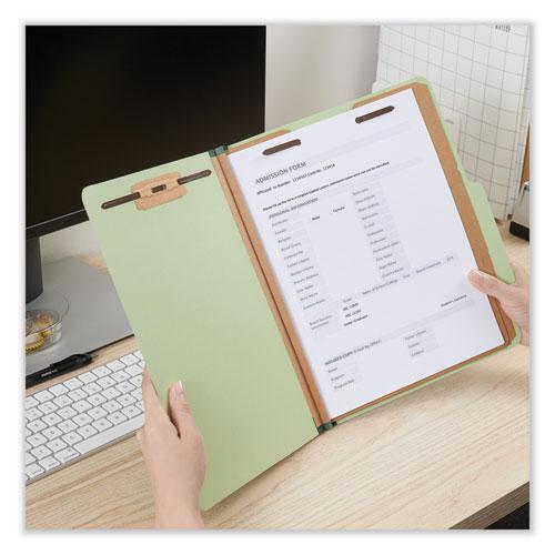 Eight-Section Pressboard Classification Folders, 3" Expansion, 3 Dividers, 8 Fasteners, Letter Size, Green Exterior, 10/Box. Picture 2
