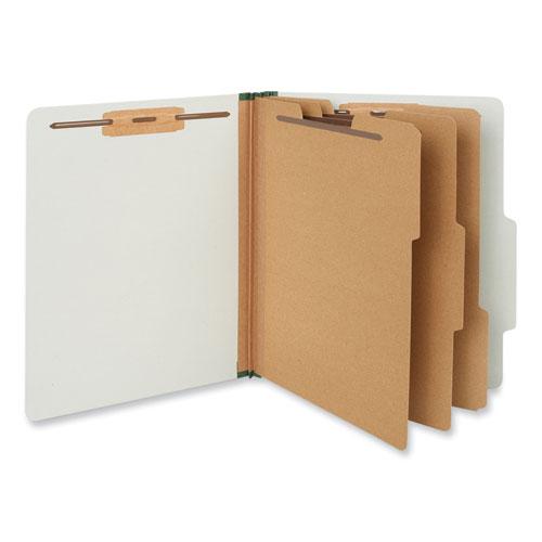 Eight-Section Pressboard Classification Folders, 3" Expansion, 3 Dividers, 8 Fasteners, Letter Size, Gray Exterior, 10/Box. Picture 1