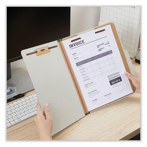 Eight-Section Pressboard Classification Folders, 3" Expansion, 3 Dividers, 8 Fasteners, Letter Size, Gray Exterior, 10/Box. Picture 2