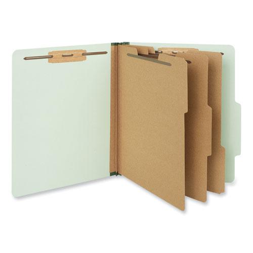 Eight-Section Pressboard Classification Folders, 3" Expansion, 3 Dividers, 8 Fasteners, Letter Size, Gray-Green, 10/Box. Picture 1