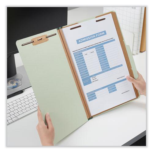 Eight-Section Pressboard Classification Folders, 3" Expansion, 3 Dividers, 8 Fasteners, Legal Size, Green Exterior, 10/Box. Picture 3