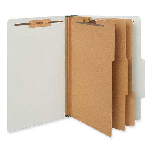 Eight-Section Pressboard Classification Folders, 3" Expansion, 3 Dividers, 8 Fasteners, Legal Size, Gray Exterior, 10/Box. Picture 1