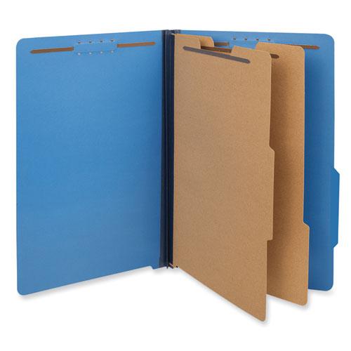 Bright Colored Pressboard Classification Folders, 2" Expansion, 2 Dividers, 6 Fasteners, Legal Size, Cobalt Blue, 10/Box. Picture 1