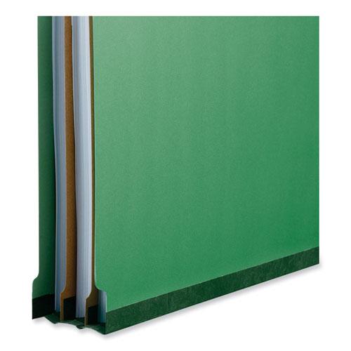 Bright Colored Pressboard Classification Folders, 2" Expansion, 2 Dividers, 6 Fasteners, Legal Size, Emerald Green, 10/Box. Picture 4